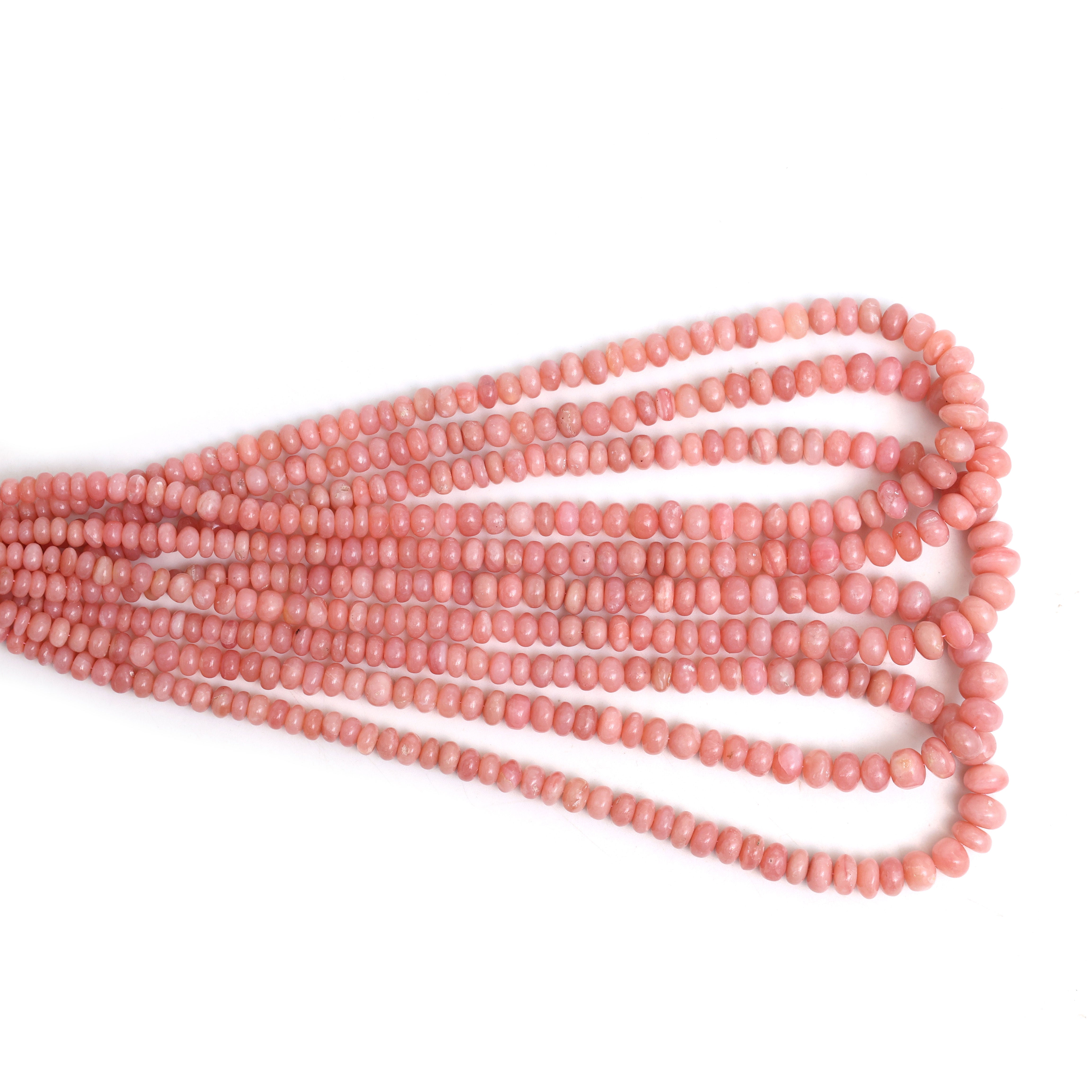 Natural Pink Opal Smooth Rondelle Beads