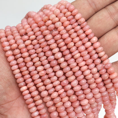 Natural Pink Opal Smooth Rondelle Beads