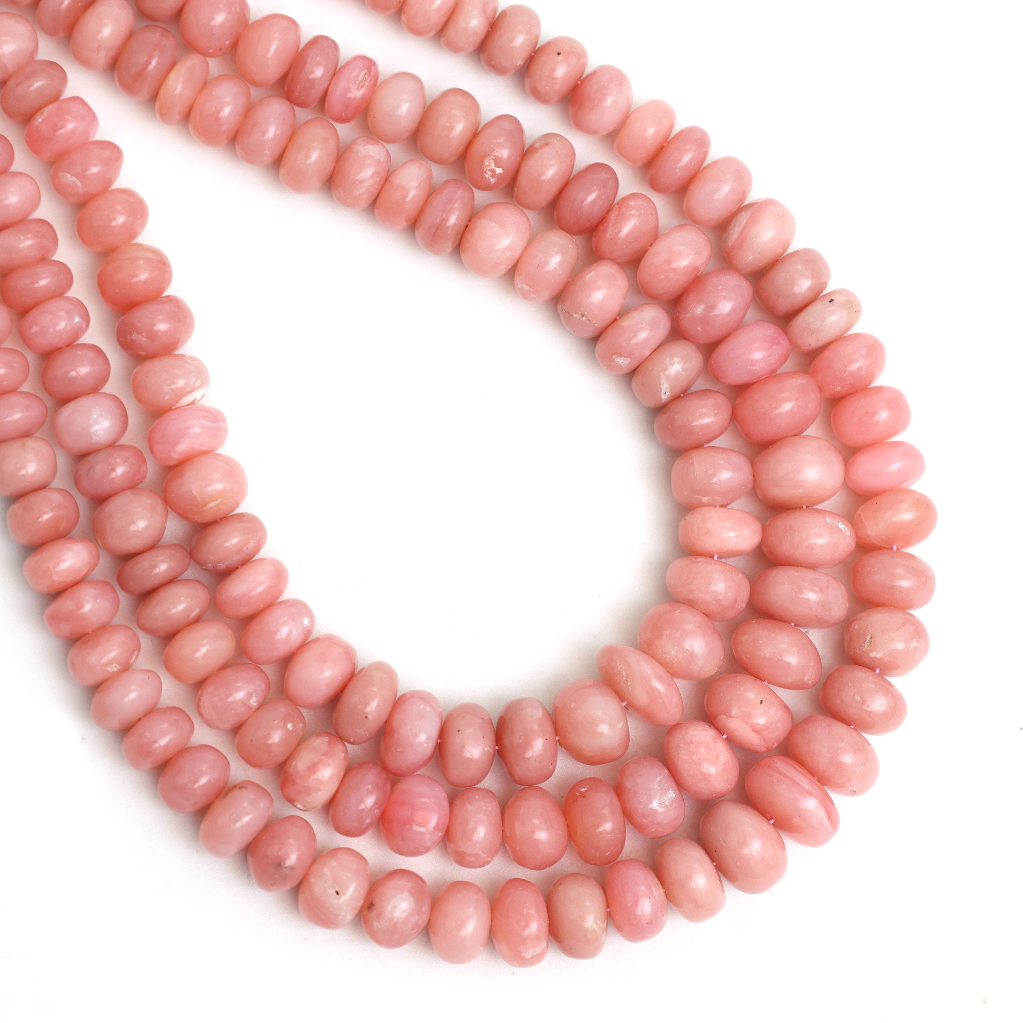 Natural Pink Opal Smooth Rondelle Beads