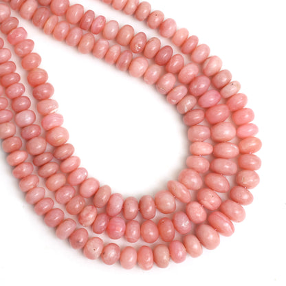 Natural Pink Opal Smooth Rondelle Beads