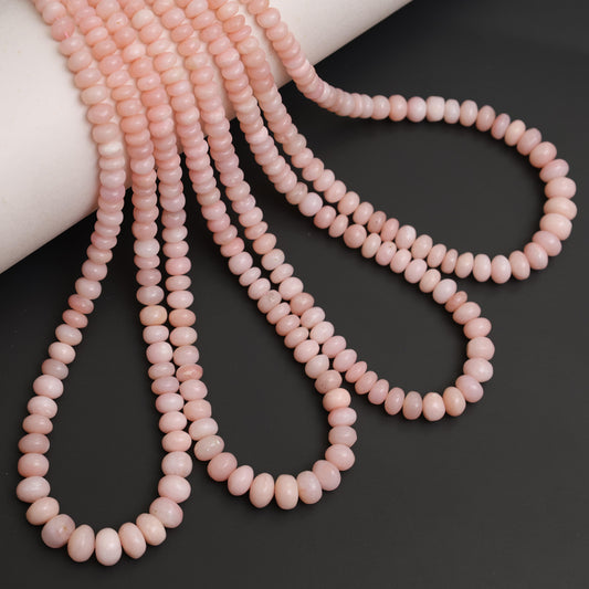 Natural Pink Opal Smooth Rondelle Beads