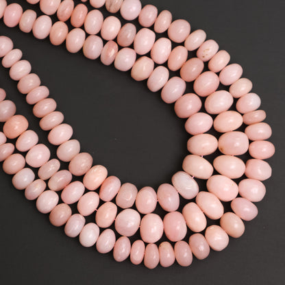 Natural Pink Opal Smooth Rondelle Beads