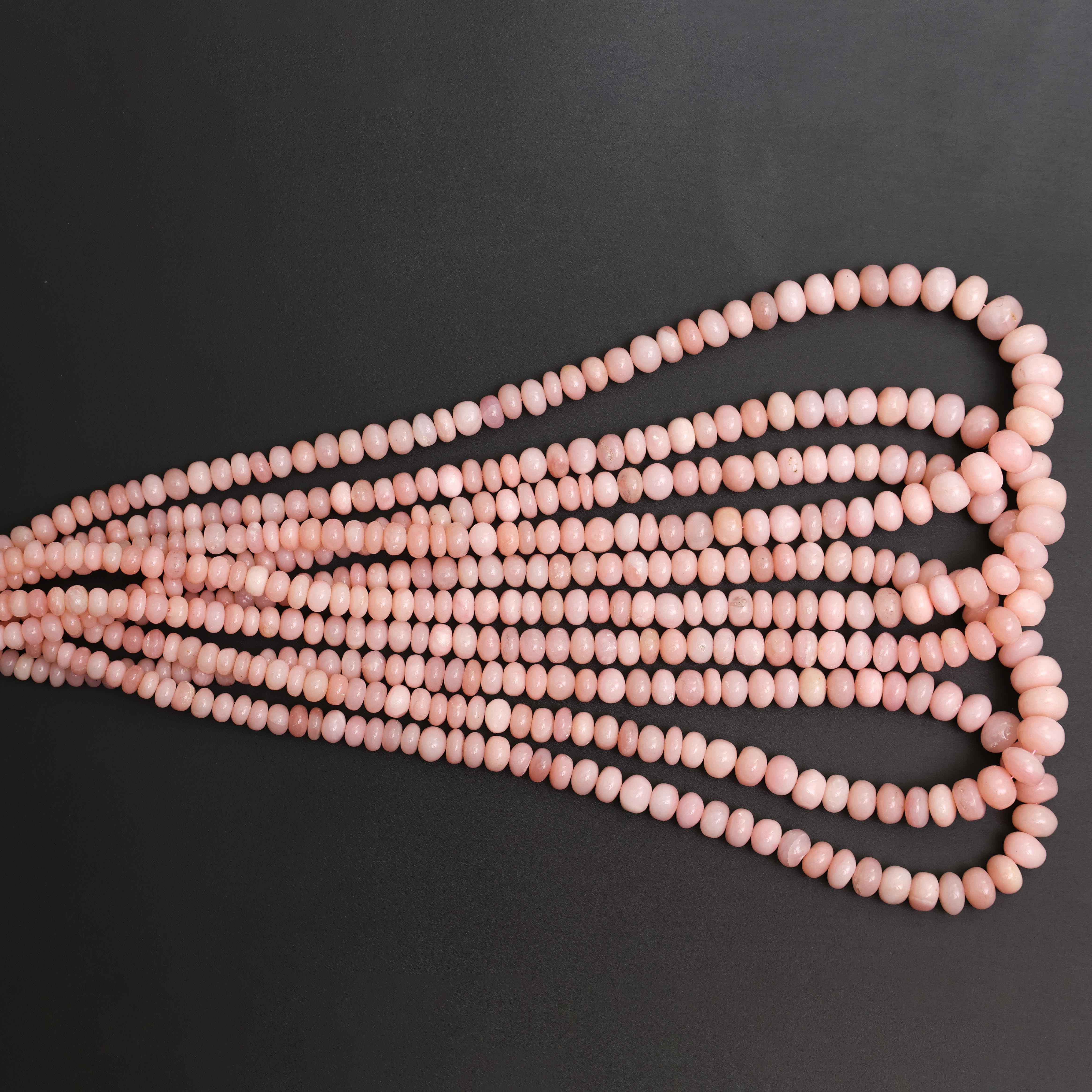Natural Pink Opal Smooth Rondelle Beads
