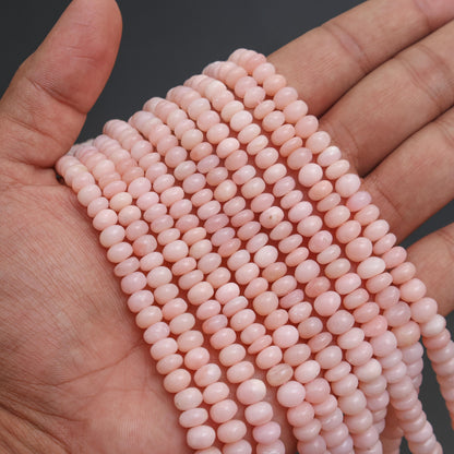 Natural Pink Opal Smooth Rondelle Beads