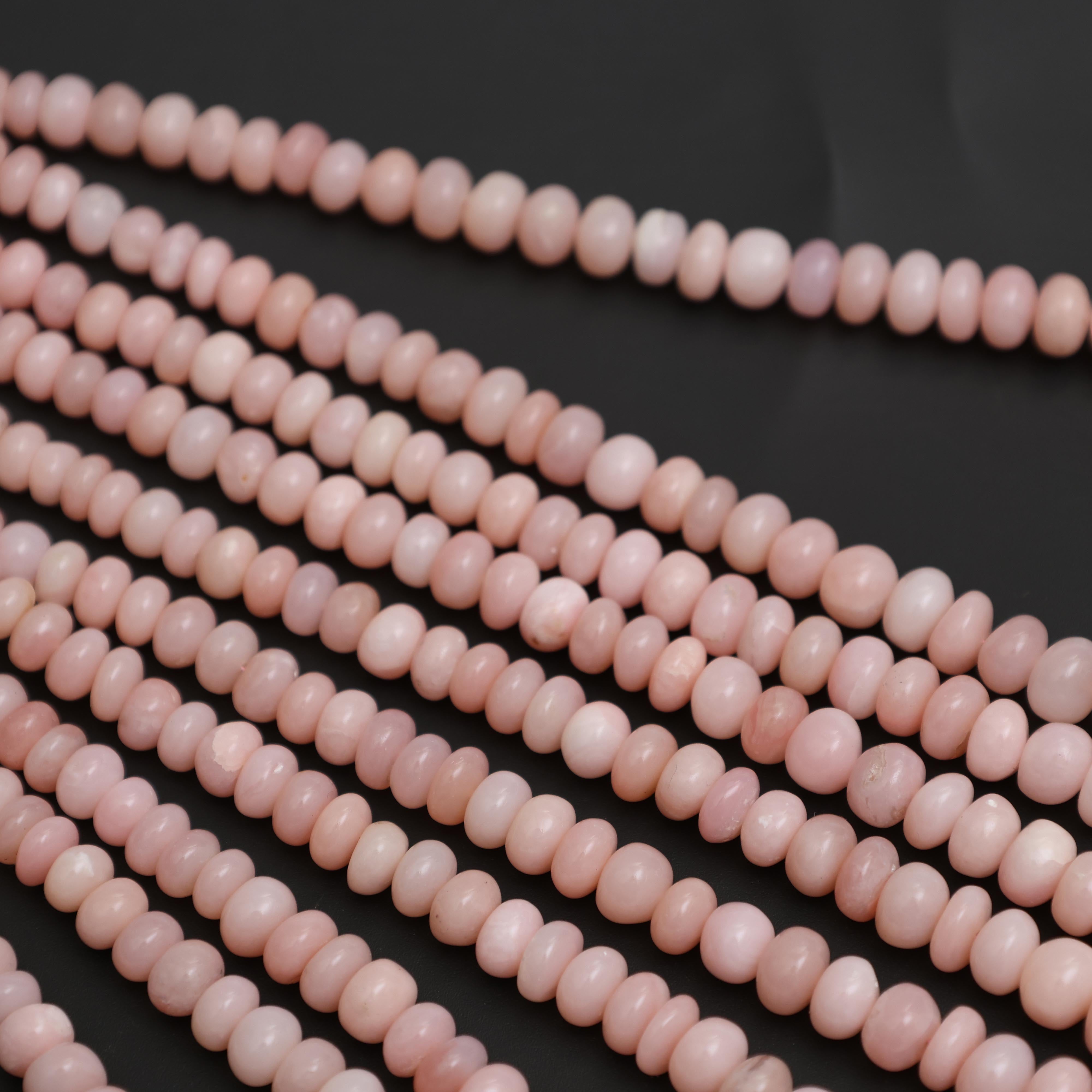 Natural Pink Opal Smooth Rondelle Beads