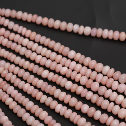 Natural Pink Opal Smooth Rondelle Beads