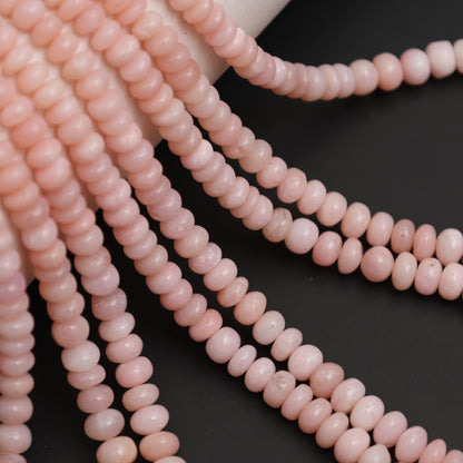 Natural Pink Opal Smooth Rondelle Beads