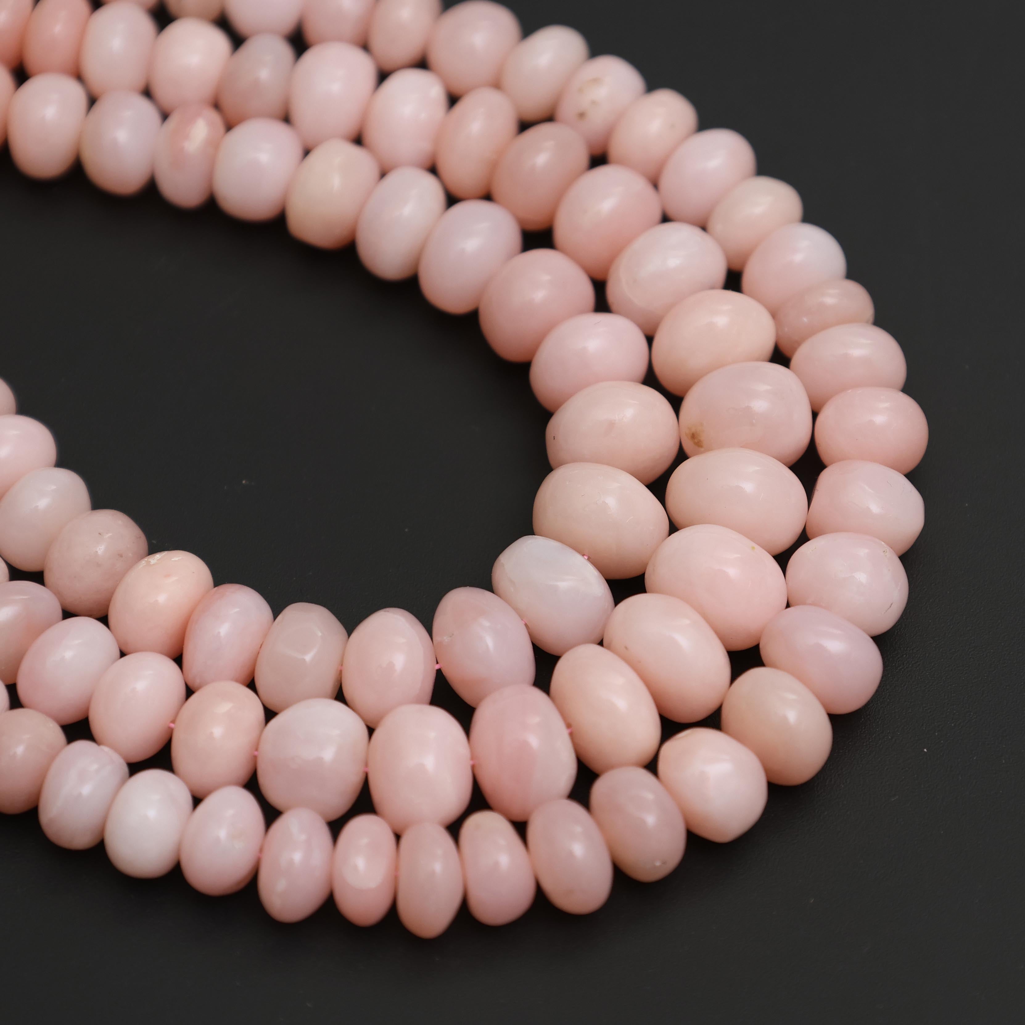 Natural Pink Opal Smooth Rondelle Beads