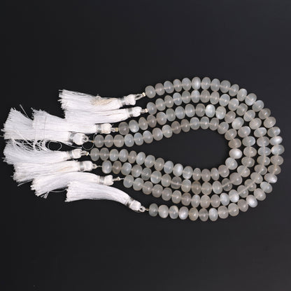 Natural White Moonstone 8mm Calibrated Smooth Rondelle Beads