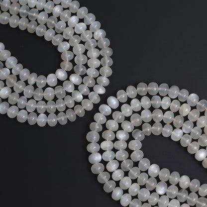 Natural White Moonstone 8mm Calibrated Smooth Rondelle Beads