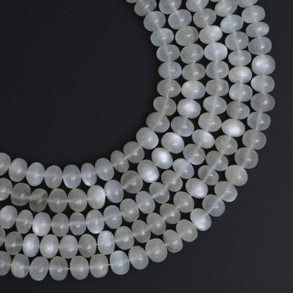 Natural White Moonstone 8mm Calibrated Smooth Rondelle Beads