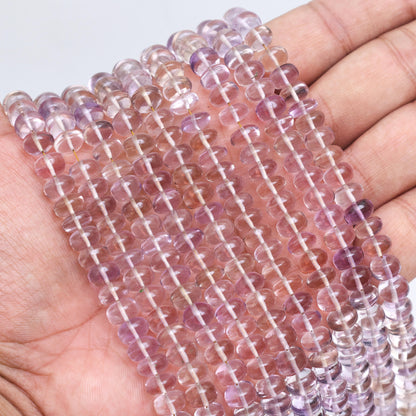 Natural Ametrine 8mm Calibrated Smooth Rondelle Beads