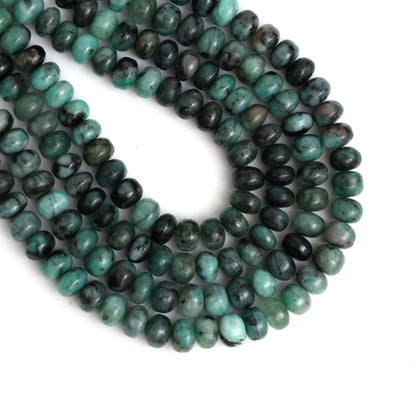 Natural Emerald 8mm Calibrated Smooth Rondelle Beads