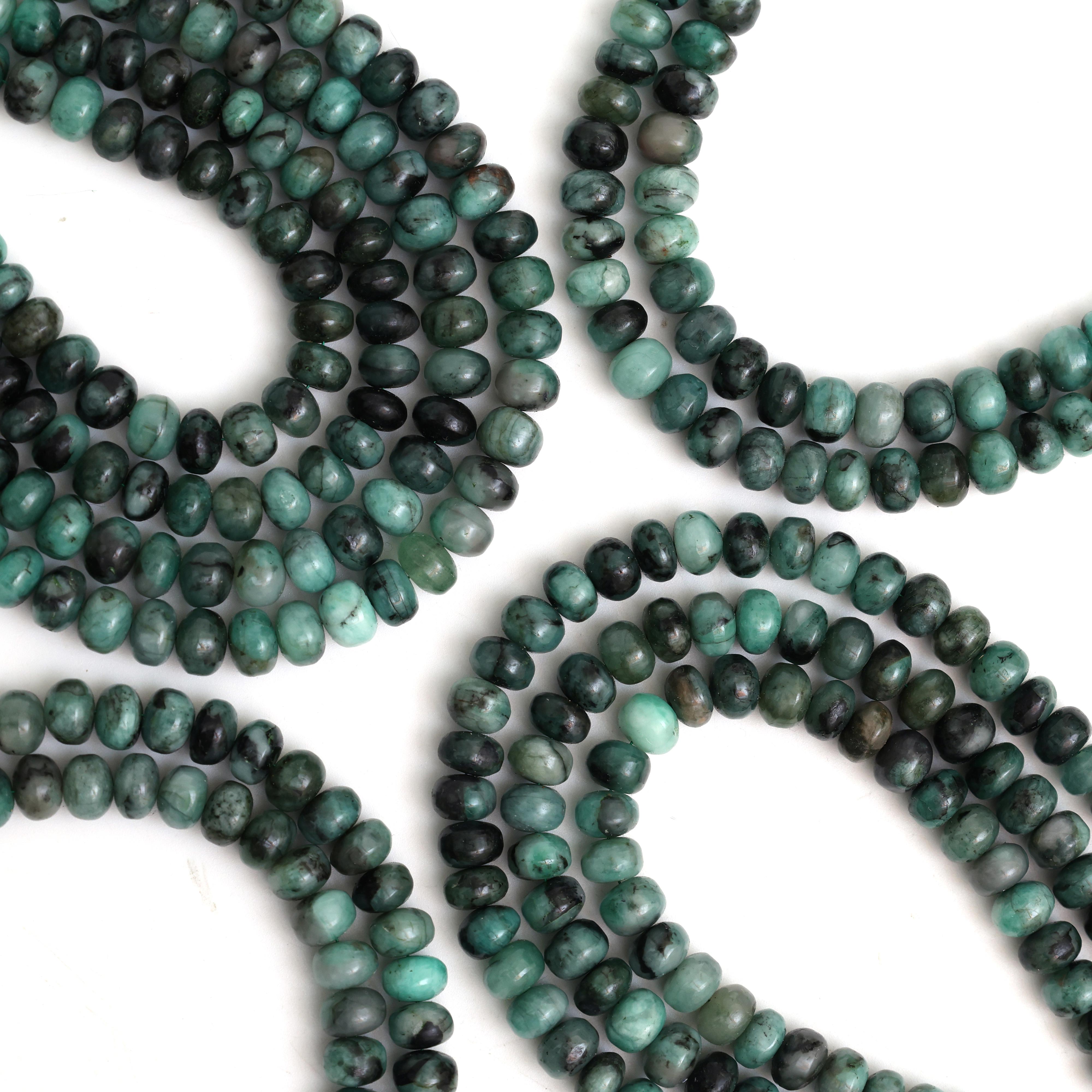 Natural Emerald 8mm Calibrated Smooth Rondelle Beads