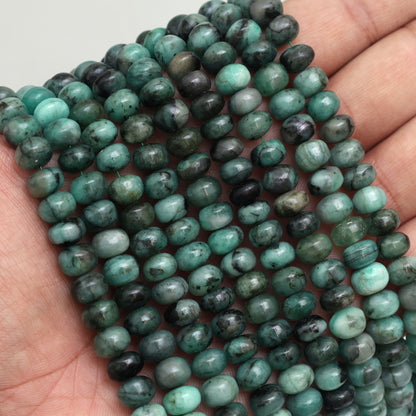Natural Emerald 8mm Calibrated Smooth Rondelle Beads