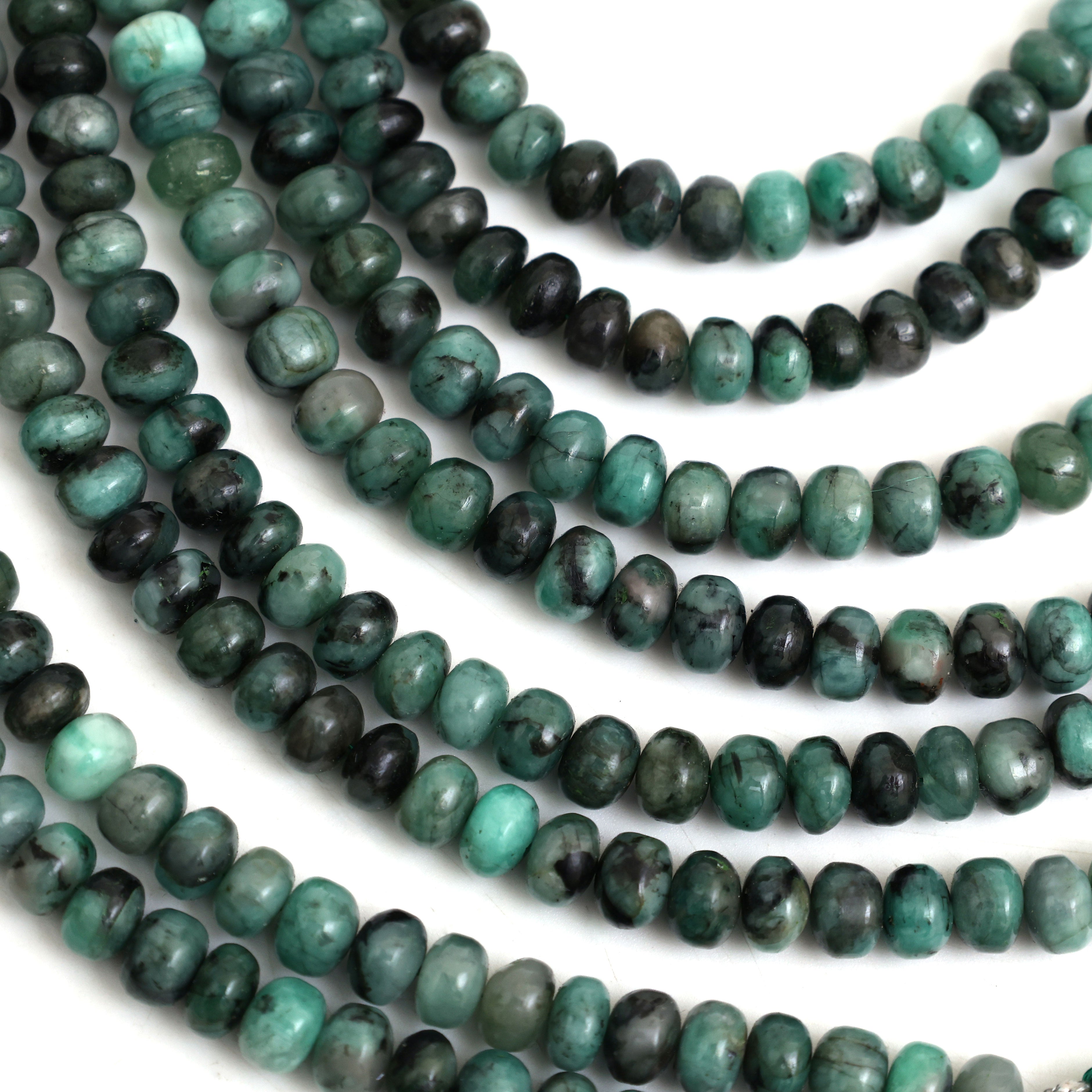 Natural Emerald 8mm Calibrated Smooth Rondelle Beads