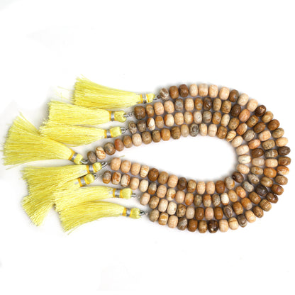 Natural Fossil Coral 8mm Calibrated Smooth Rondelle Beads