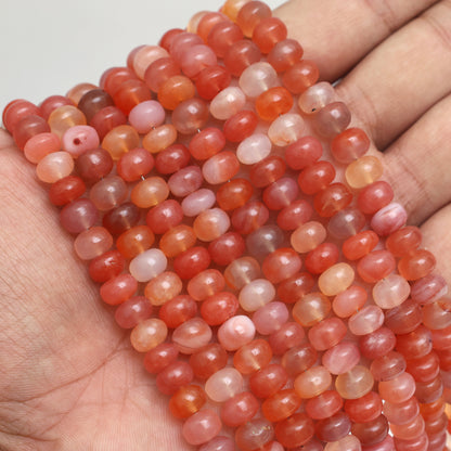 Natural Salt Source Agate 8mm Calibrated Smooth Rondelle Beads