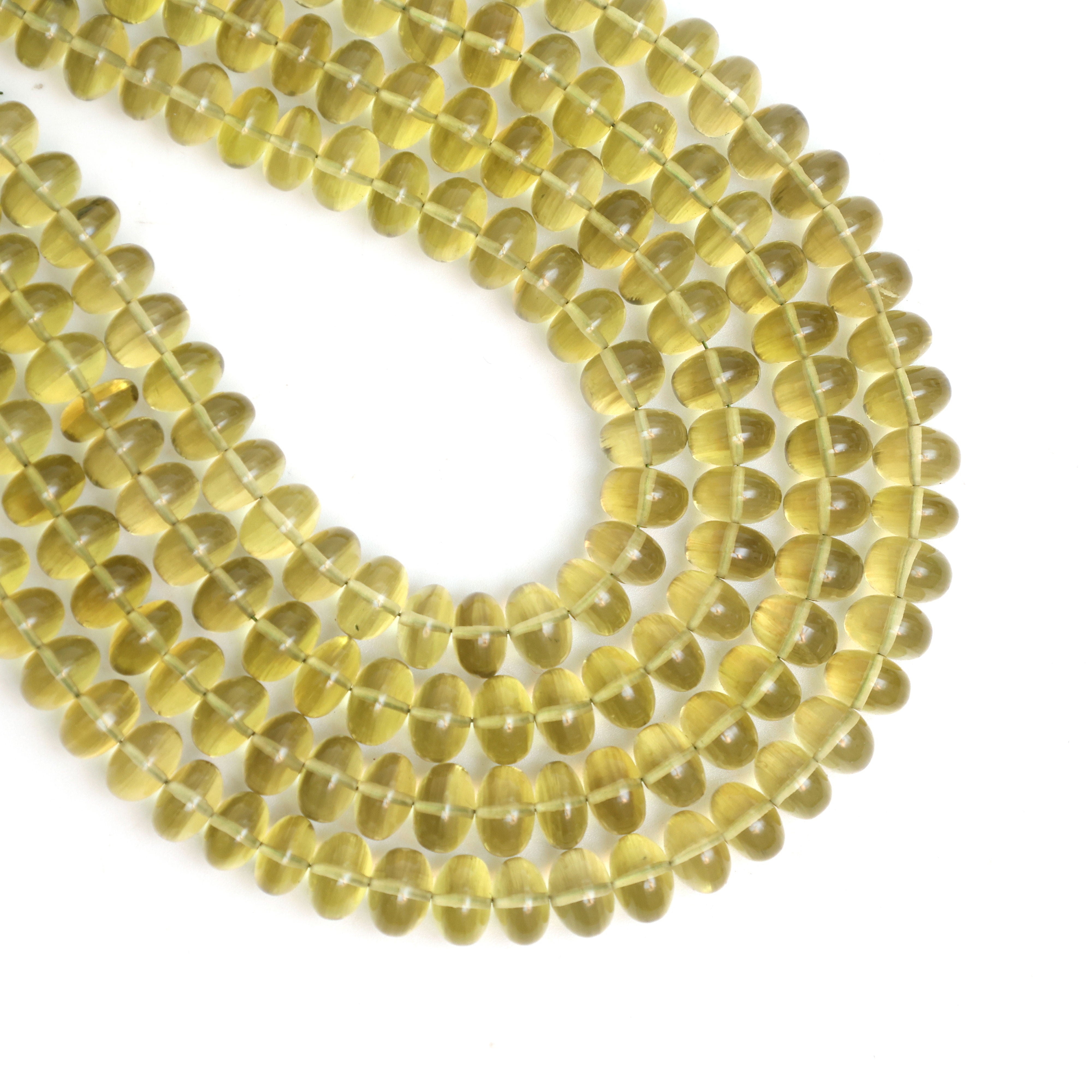 Natural Golden Lemon Quartz 8mm Calibrated Smooth Rondelle Beads