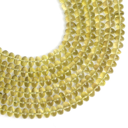 Natural Golden Lemon Quartz 8mm Calibrated Smooth Rondelle Beads