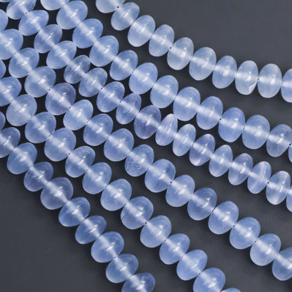 Natural Blue Chalcedony 8mm Calibrated Smooth Rondelle Beads