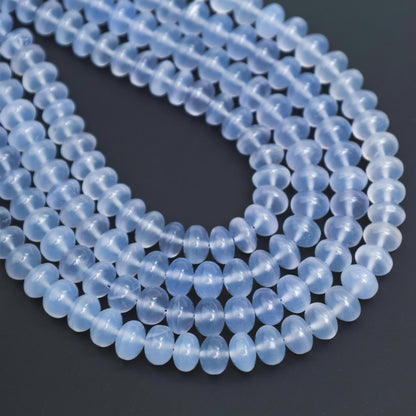 Natural Blue Chalcedony 8mm Calibrated Smooth Rondelle Beads