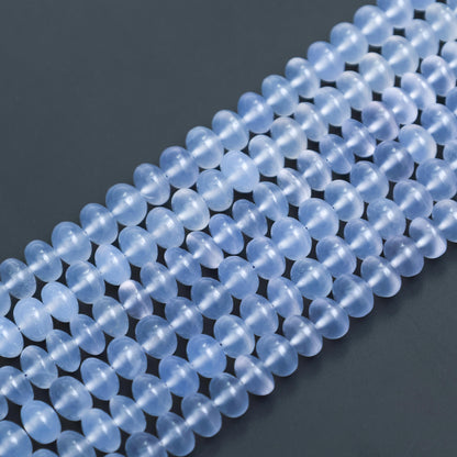Natural Blue Chalcedony 8mm Calibrated Smooth Rondelle Beads