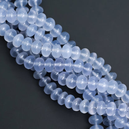 Natural Blue Chalcedony 8mm Calibrated Smooth Rondelle Beads