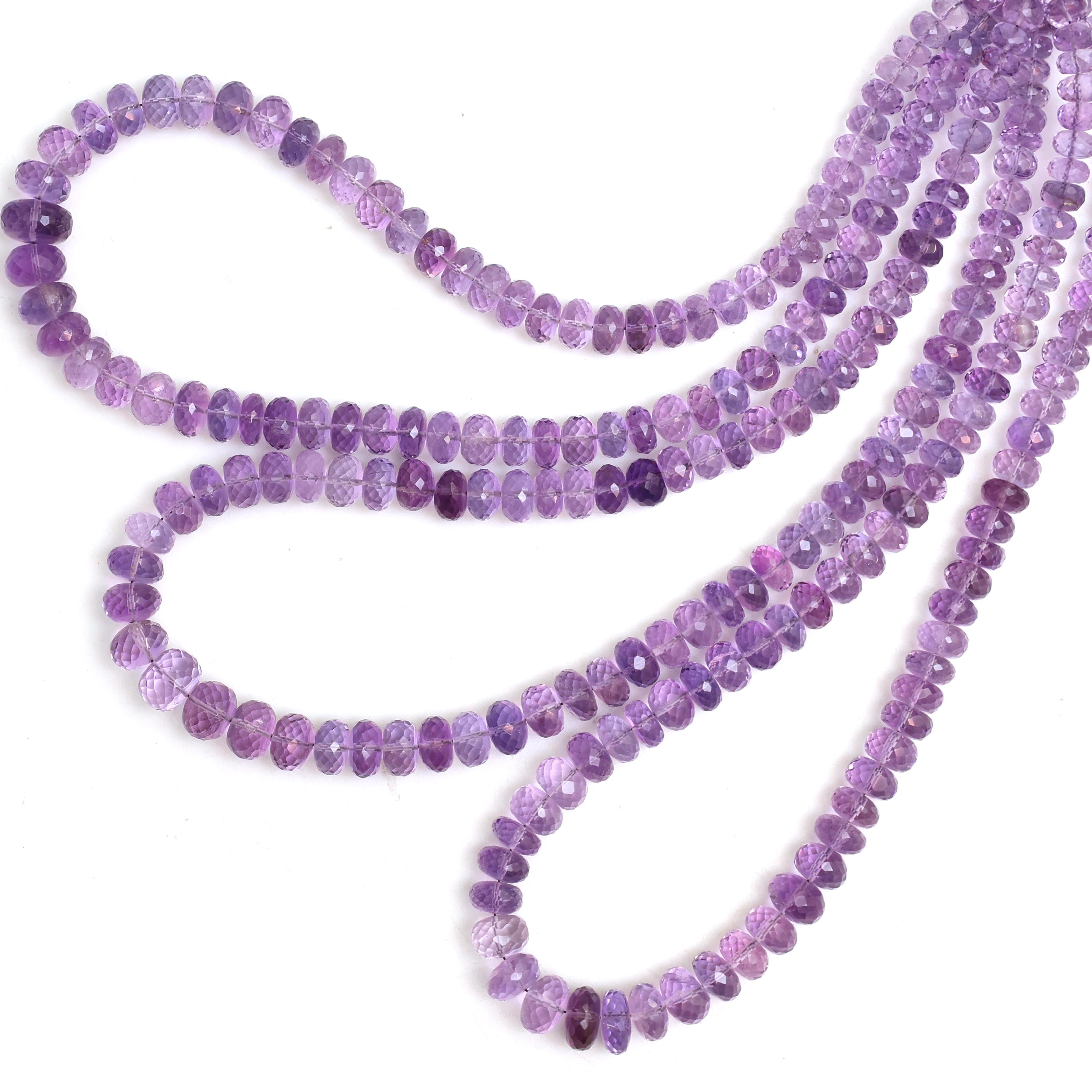 Natural Amethyst Faceted Rondelle Beads 6–9mm – 16″ Semi-Precious Gemstone Strand
