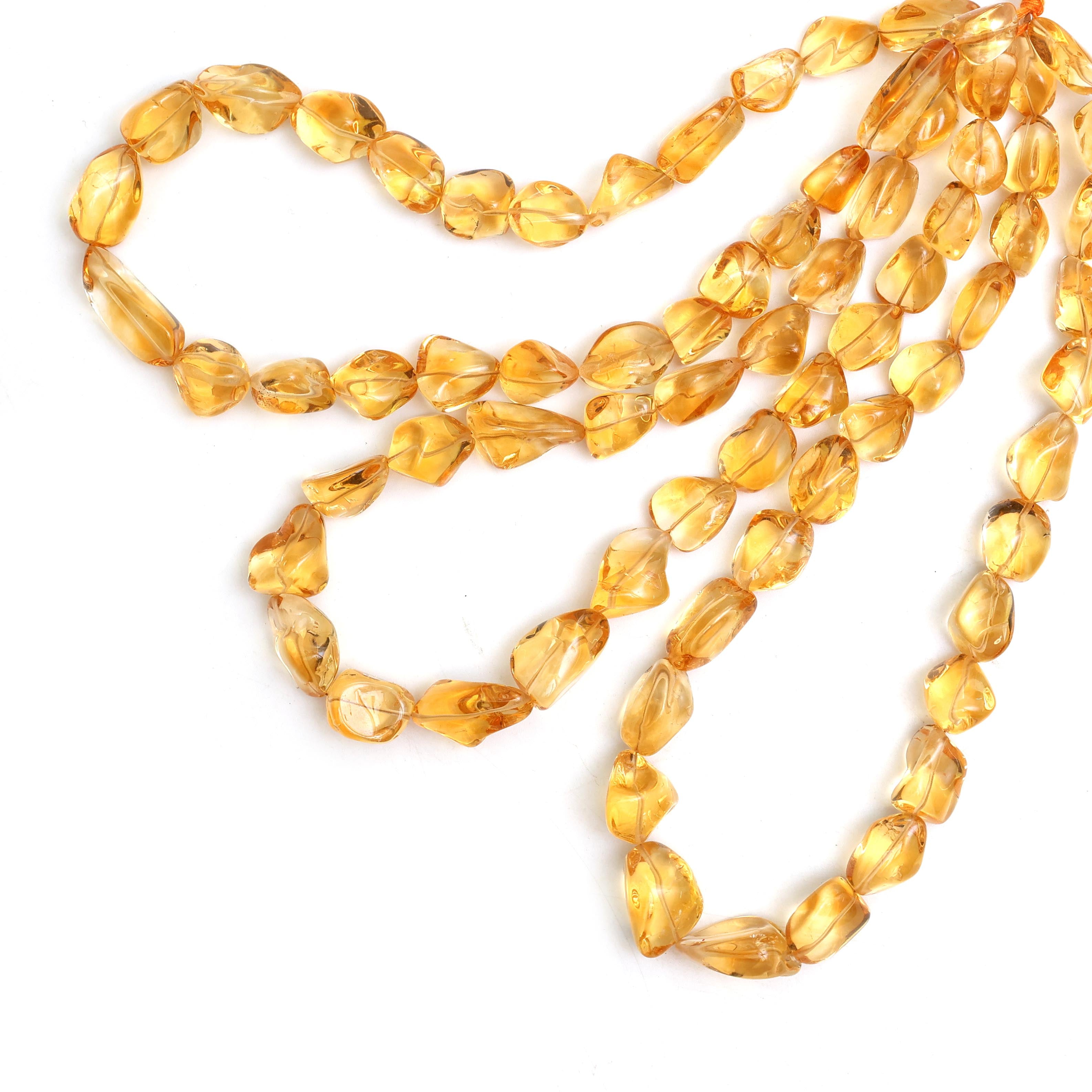 Natural Citrine Smooth Organic Tumble Beads 9×12–11×19mm – 14" Semi Precious Gemstone Strand