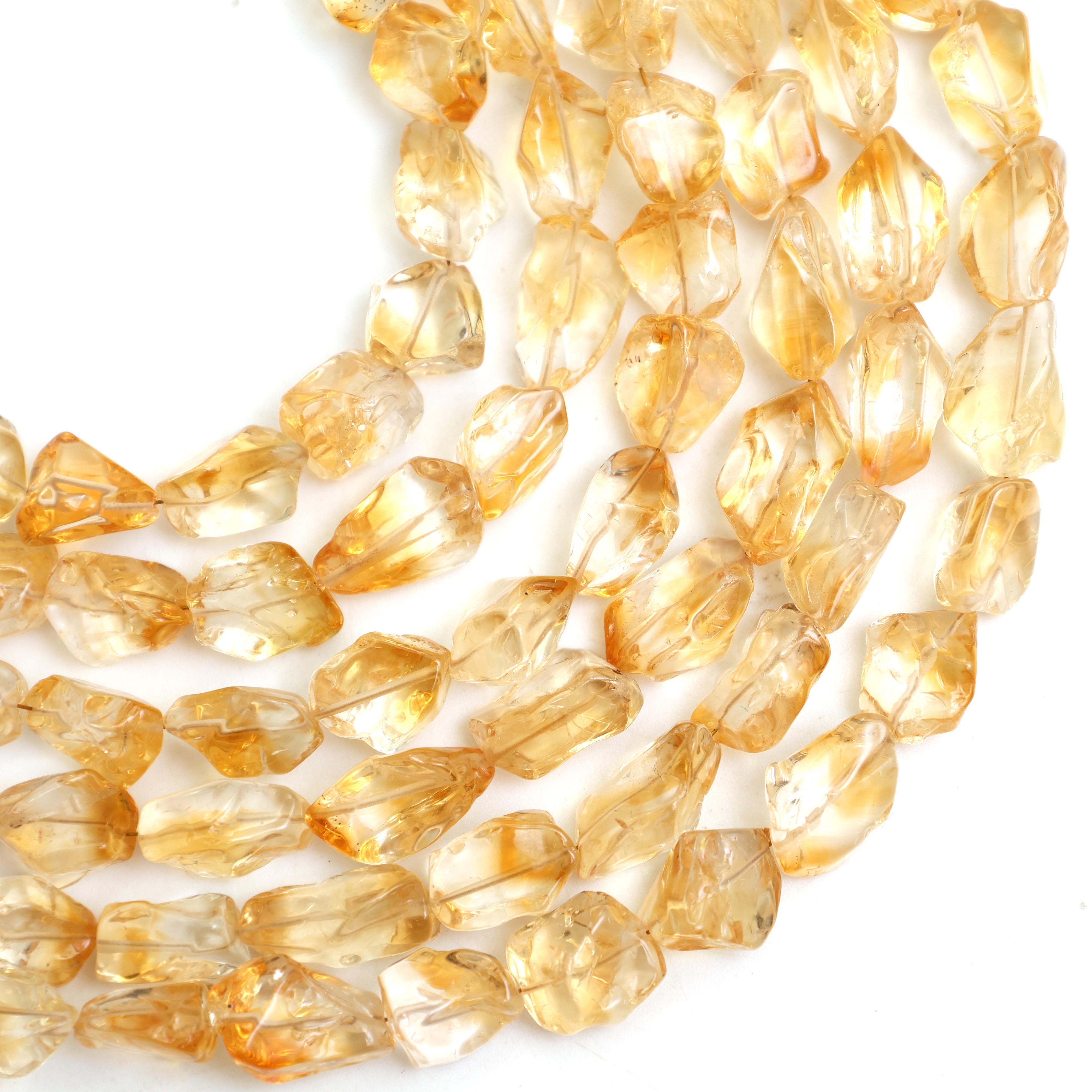 Natural Citrine Smooth Organic Tumble Beads 8×10–9×12mm, Plain Nugget Shape Semi-Precious Gemstone Beads for Jewelry Making