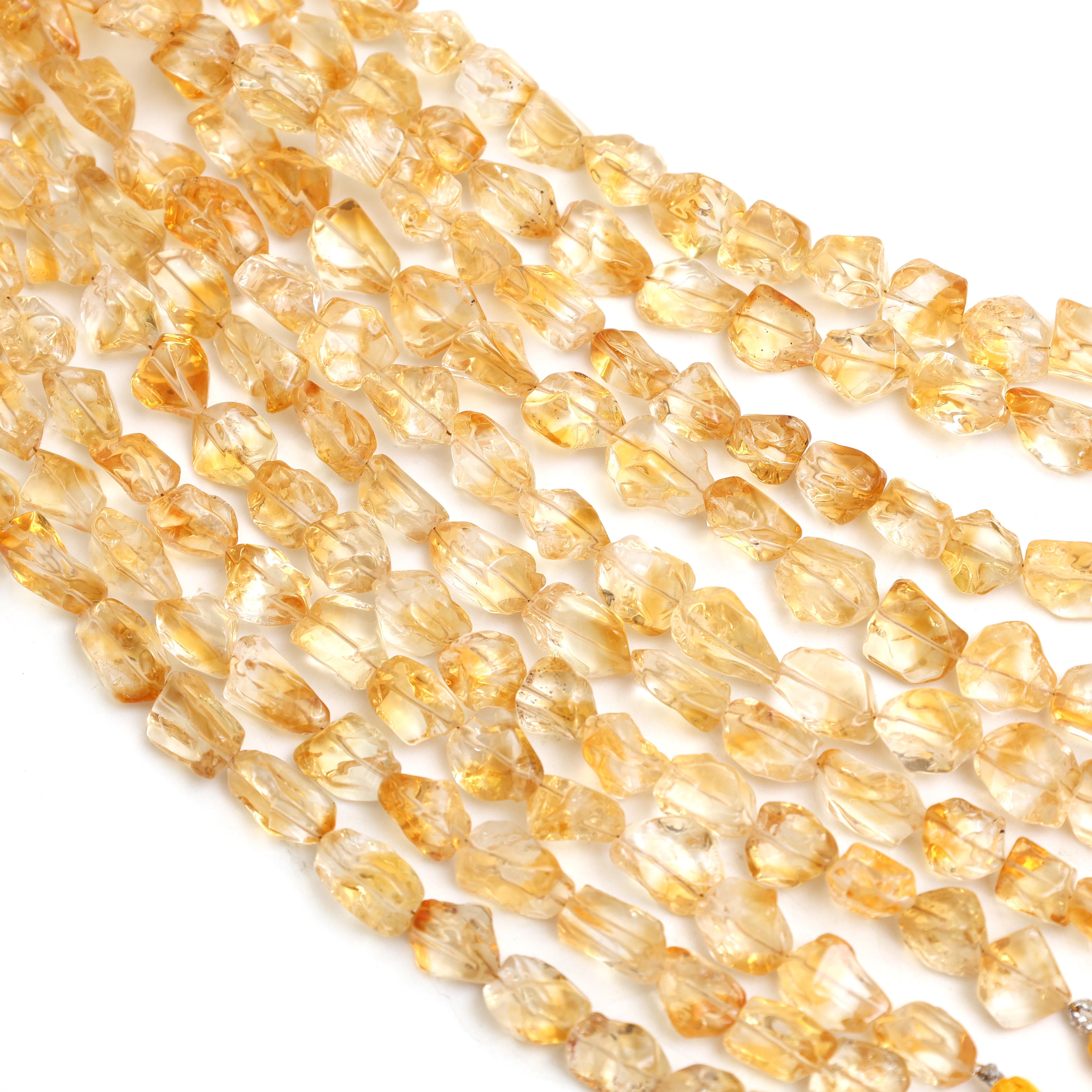 Natural Citrine Smooth Organic Tumble Beads 8×10–9×12mm, Plain Nugget Shape Semi-Precious Gemstone Beads for Jewelry Making