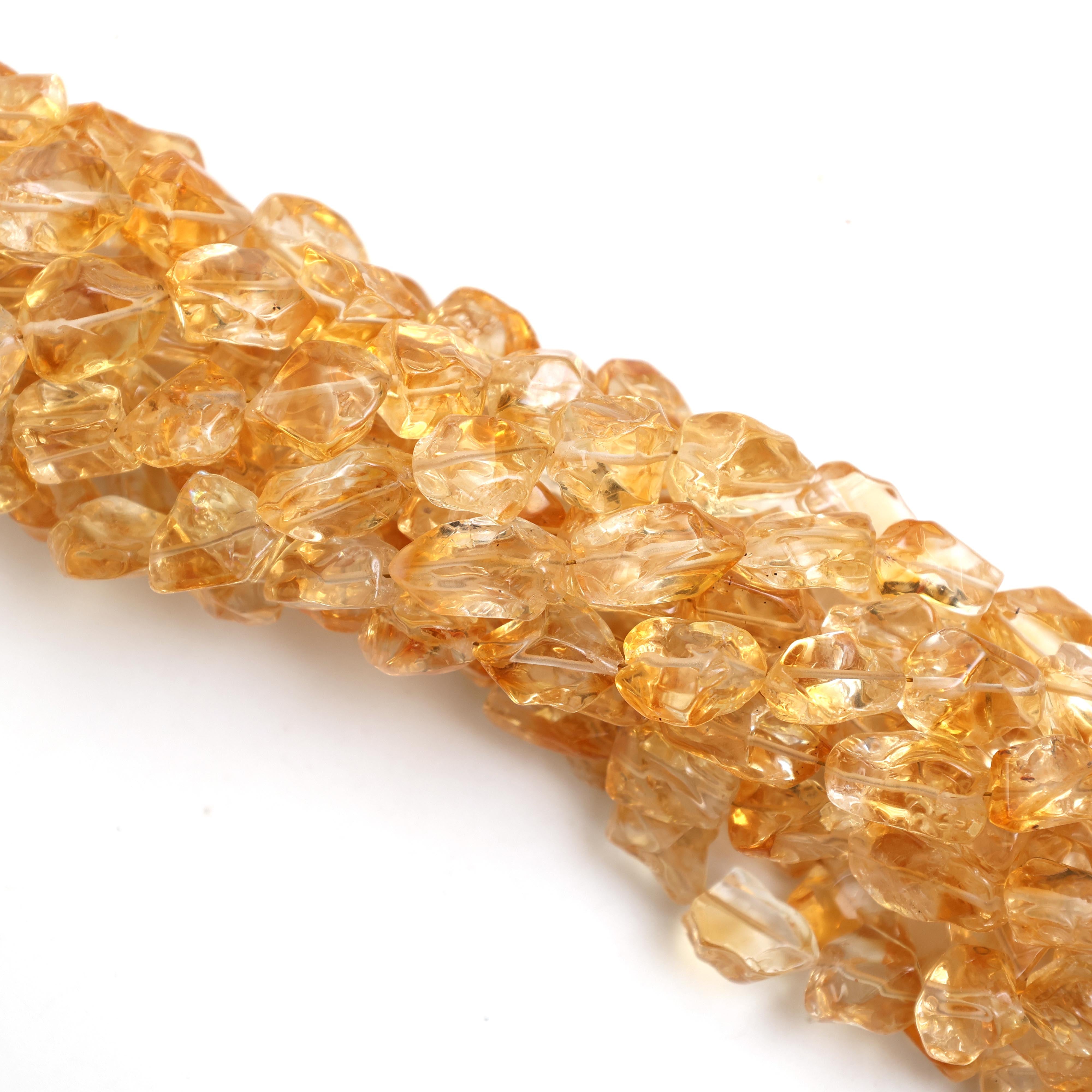 Natural Citrine Smooth Organic Tumble Beads 8×10–9×12mm, Plain Nugget Shape Semi-Precious Gemstone Beads for Jewelry Making