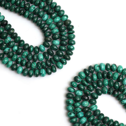 Natural Malachite Smooth Rondelle Beads 8mm – Calibrated Semi-Precious Gemstone Beads