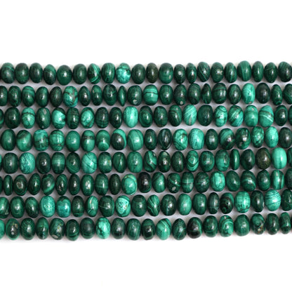 Natural Malachite Smooth Rondelle Beads 8mm – Calibrated Semi-Precious Gemstone Beads