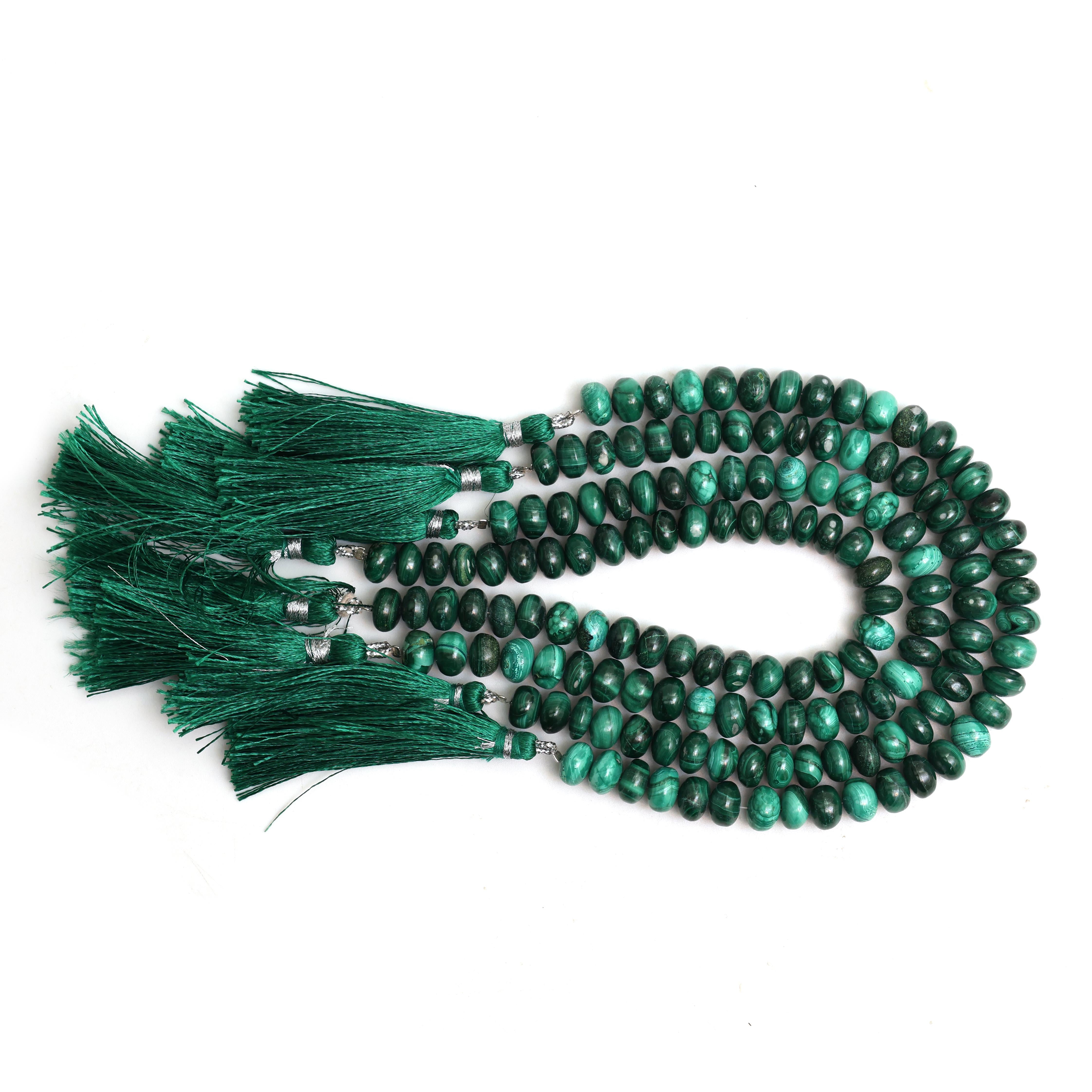 Natural Malachite Smooth Rondelle Beads 8mm – Calibrated Semi-Precious Gemstone Beads