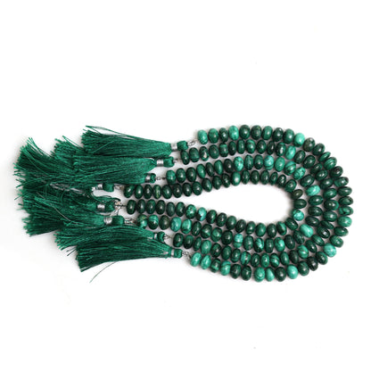 Natural Malachite Smooth Rondelle Beads 8mm – Calibrated Semi-Precious Gemstone Beads