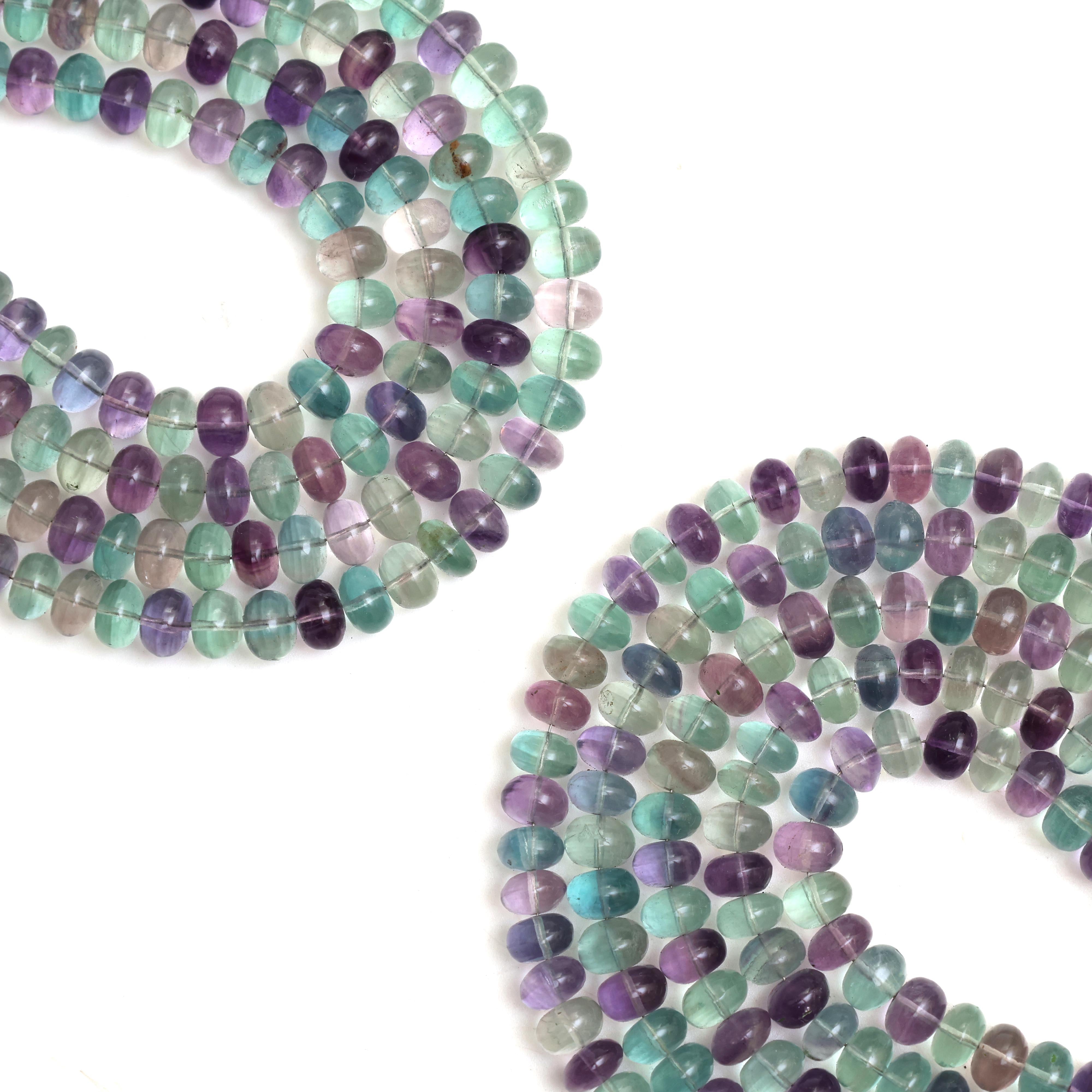 Natural Multicolor Fluorite Smooth Rondelle Beads 8mm – Calibrated Semi-Precious Gemstone Beads
