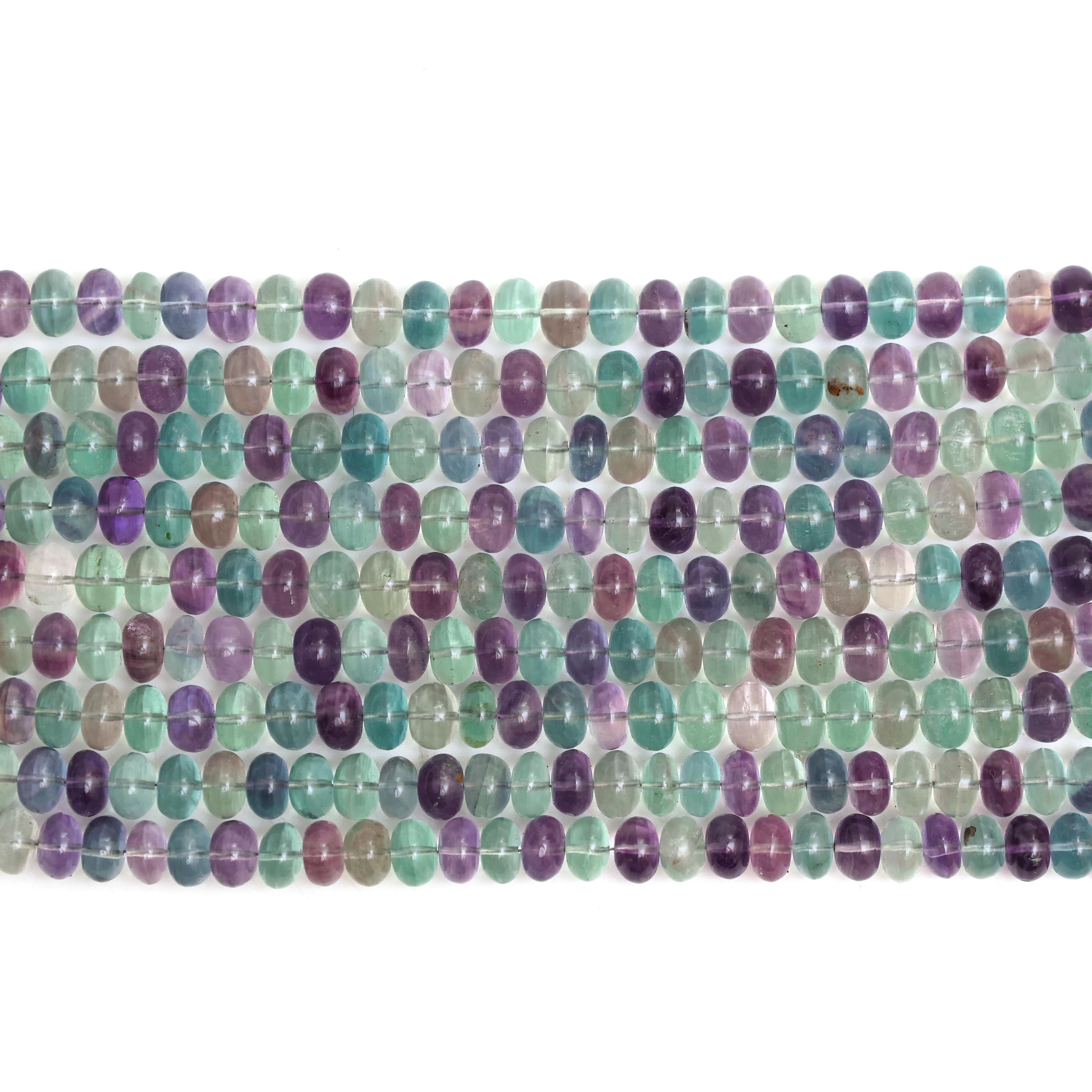 Natural Multicolor Fluorite Smooth Rondelle Beads 8mm – Calibrated Semi-Precious Gemstone Beads