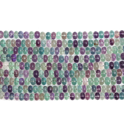 Natural Multicolor Fluorite Smooth Rondelle Beads 8mm – Calibrated Semi-Precious Gemstone Beads