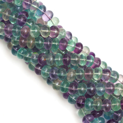 Natural Multicolor Fluorite Smooth Rondelle Beads 8mm – Calibrated Semi-Precious Gemstone Beads