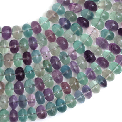 Natural Multicolor Fluorite Smooth Rondelle Beads 8mm – Calibrated Semi-Precious Gemstone Beads