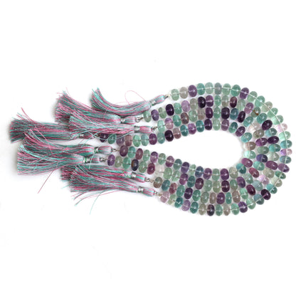 Natural Multicolor Fluorite Smooth Rondelle Beads 8mm – Calibrated Semi-Precious Gemstone Beads