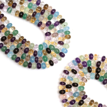 Natural Multi Gemstone Smooth Rondelle Beads 8mm – Calibrated Disco Mix Semi-Precious Gemstone Beads