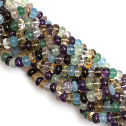 Natural Multi Gemstone Smooth Rondelle Beads 8mm – Calibrated Disco Mix Semi-Precious Gemstone Beads