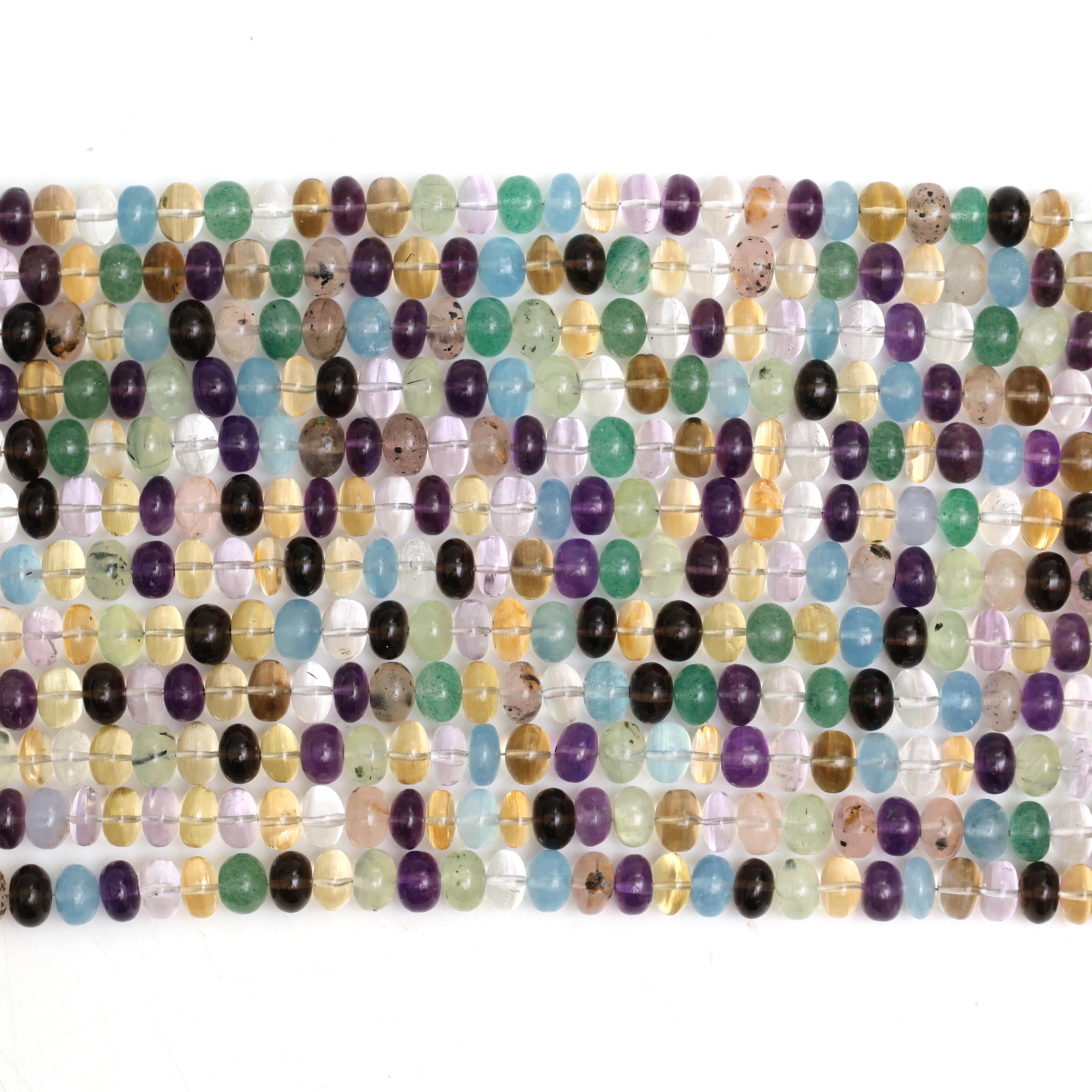 Natural Multi Gemstone Smooth Rondelle Beads 8mm – Calibrated Disco Mix Semi-Precious Gemstone Beads