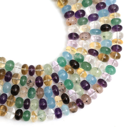 Natural Multi Gemstone Smooth Rondelle Beads 8mm – Calibrated Disco Mix Semi-Precious Gemstone Beads