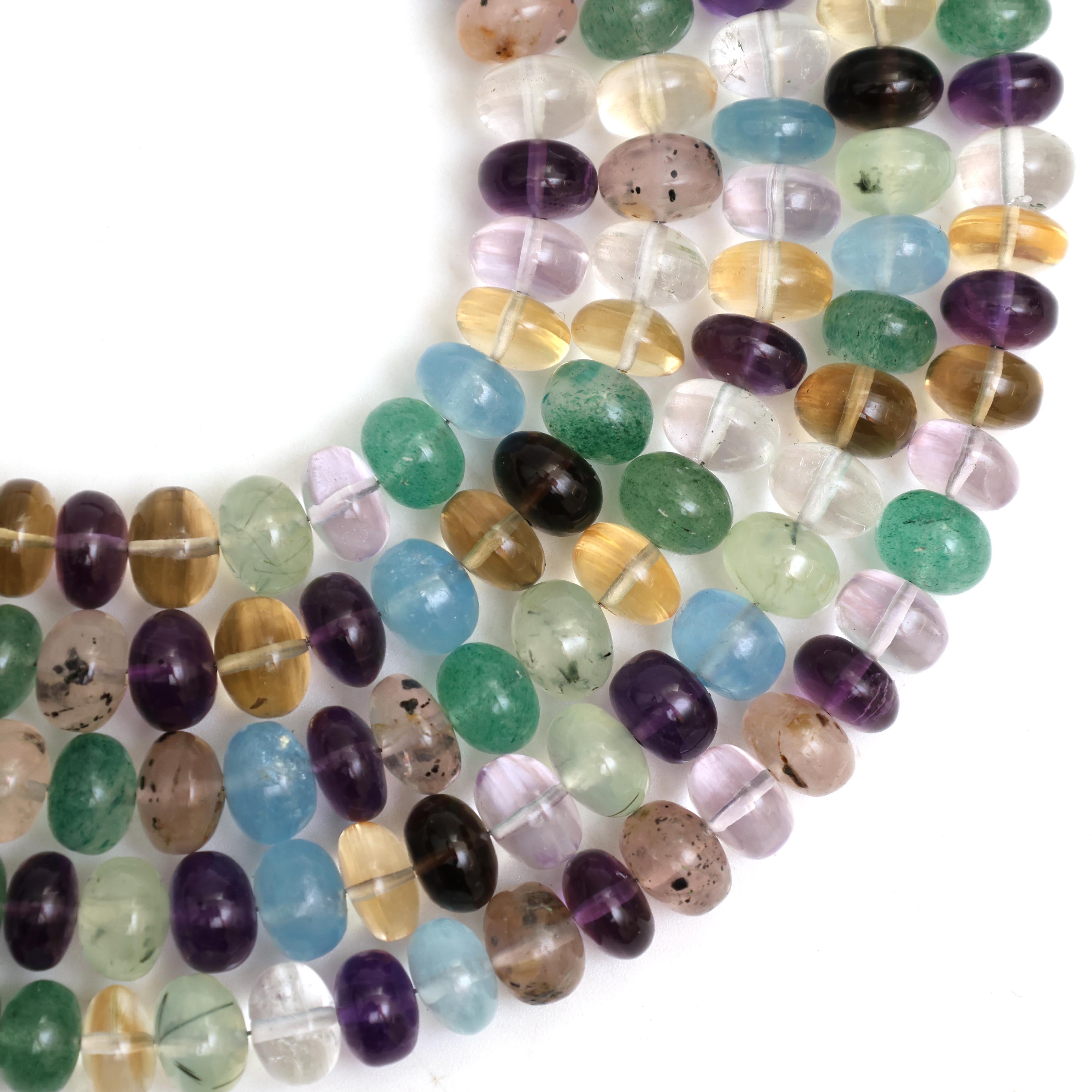 Natural Multi Gemstone Smooth Rondelle Beads 8mm – Calibrated Disco Mix Semi-Precious Gemstone Beads