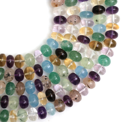 Natural Multi Gemstone Smooth Rondelle Beads 8mm – Calibrated Disco Mix Semi-Precious Gemstone Beads