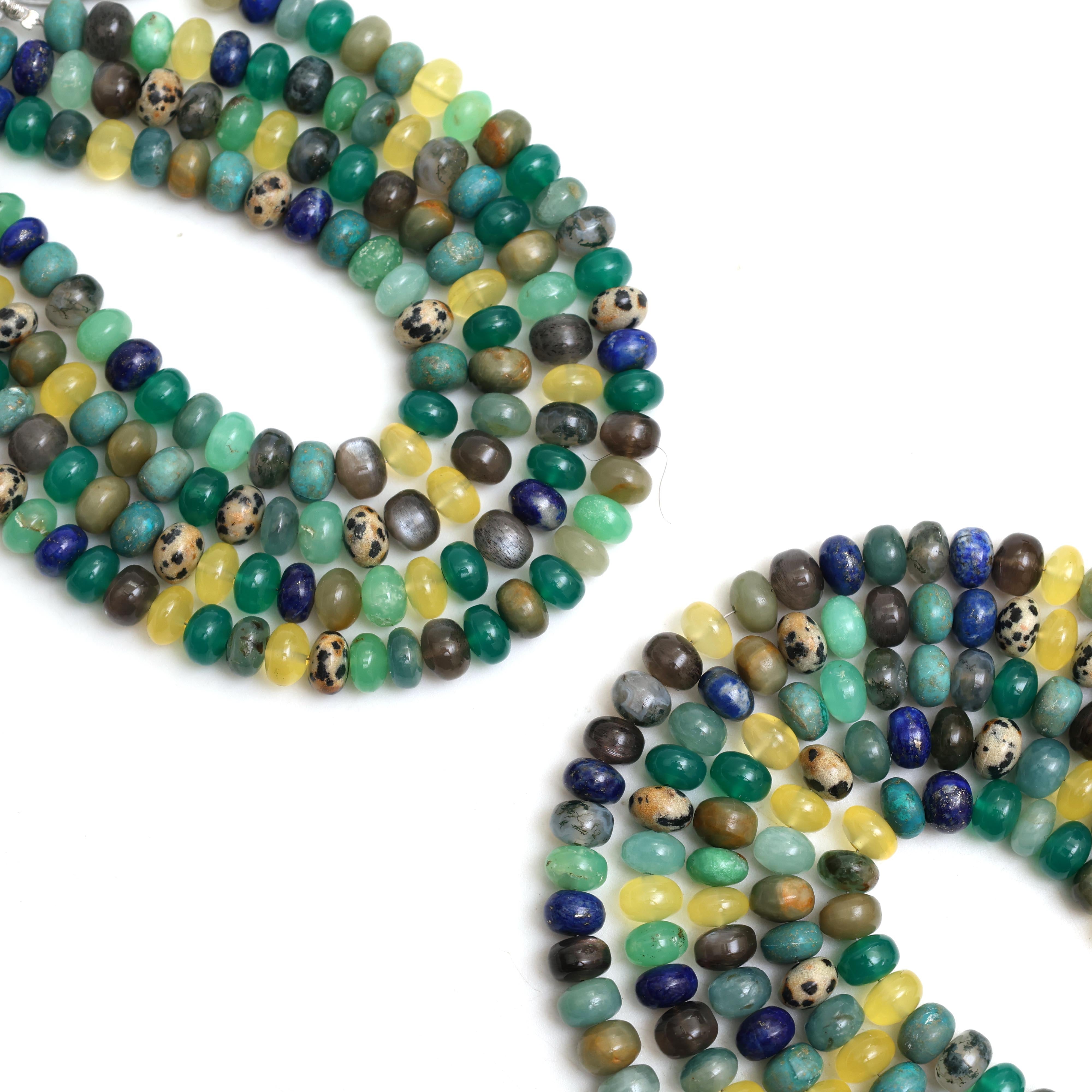Natural Multi Gemstone Smooth Rondelle Beads 8mm – Calibrated Disco Mix Semi-Precious Gemstone Beads